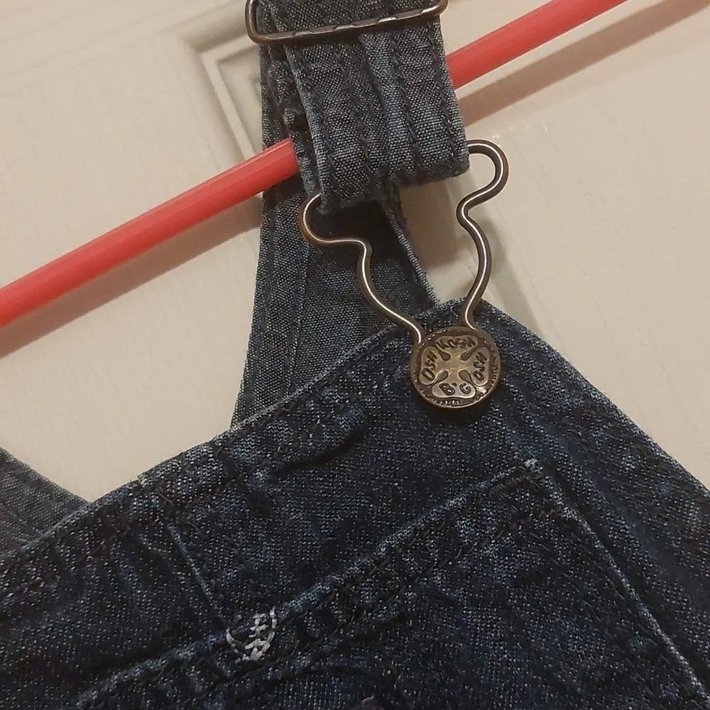OshKosh B'Gosh Embroidered Football Carpenter Style Denim Bib Overalls Size 24M